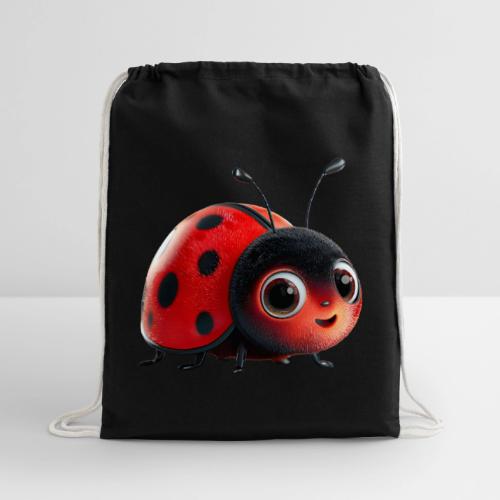 Adorable Cartoon Ladybug with Big Eyes - Cotton Drawstring Bag
