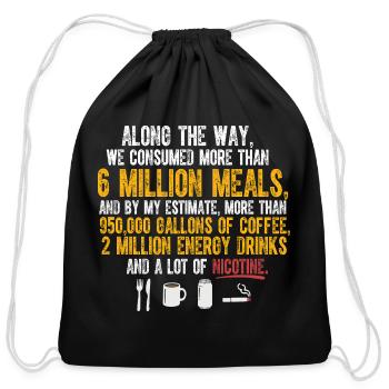 6 Million Meals 2 Million Energy Drinks - Cotton Drawstring Bag - black - Front