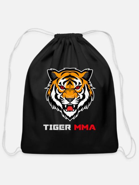 Aggressive Tiger MMA Fighter - Cotton Drawstring Bag - black