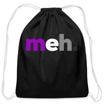 Asexual T-shirt. Meh. Asexual Pride. - Cotton Drawstring Bag - black - Front