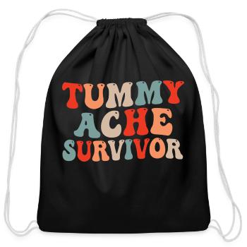 Tummy Ache Survivor - Cotton Drawstring Bag - black - Front