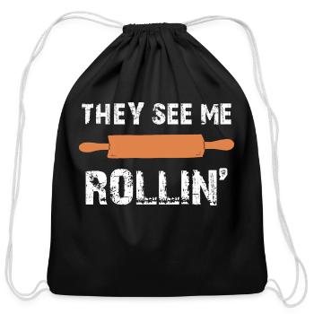 They See Me Rollin' Funny Love Baking - Cotton Drawstring Bag - black - Front