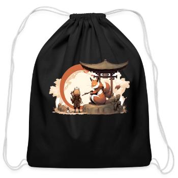 Master Fox Lets His Disciples Go on Adventures - Cotton Drawstring Bag - black - Front