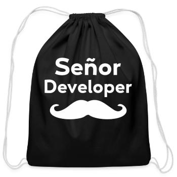 Seã±Or Senior Developer It Nerd Developer Pun - Cotton Drawstring Bag - black - Front