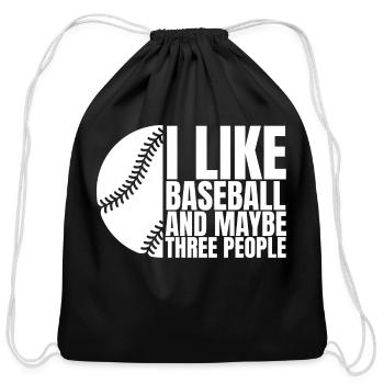 I LIKE BASEBALL AND MAYBE THREE PEOPLE - Cotton Drawstring Bag - black - Front