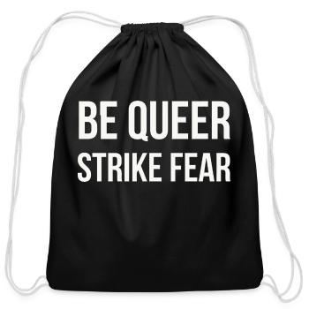 be queer strike fear - Cotton Drawstring Bag - black - Front