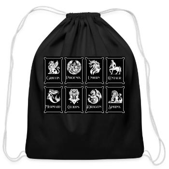 Mythical Creatures Prehistoric Legends - Cotton Drawstring Bag - black - Front