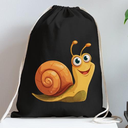 Happy Cartoon Snail with a Smile - Cotton Drawstring Bag
