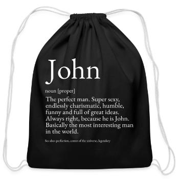 John Dictionary Definition Name John - Cotton Drawstring Bag - black - Front