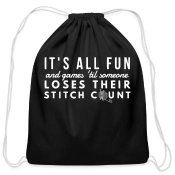 Knitting Quote Gifts Knitter Gauge Count Funny - Cotton Drawstring Bag - black - Front