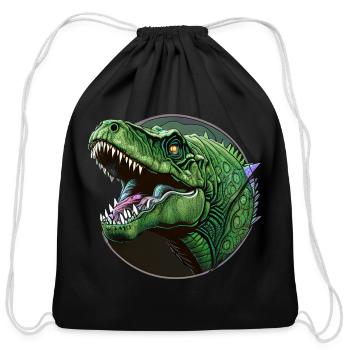Fierce tyrannosaurus and Prehistoric T-Rex - Cotton Drawstring Bag - black - Front