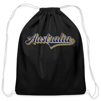 Australia Typography Vintage Look - Cotton Drawstring Bag - black - Front