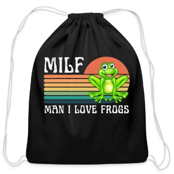 Milf Man I Love Frogs Funny Man - Cotton Drawstring Bag - black - Front