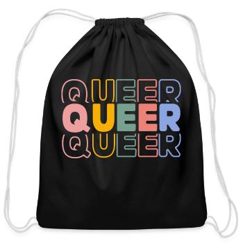 Queer Typography Design - Cotton Drawstring Bag - black - Front