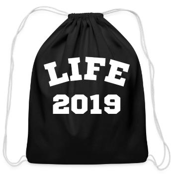 life 2019 - Cotton Drawstring Bag - black - Front