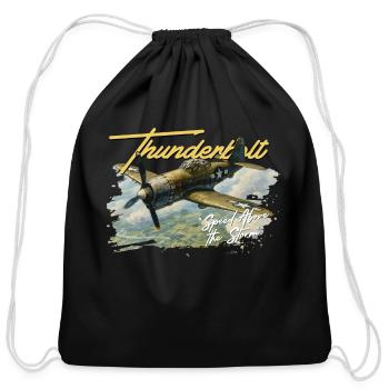 THUNDERBOLT – Vintage Warbird Art - Cotton Drawstring Bag - black - Front
