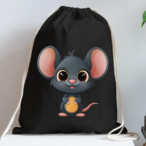 Joyful Cartoon Baby Mouse Smiling Brightly - Cotton Drawstring Bag