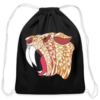 Smilodon Prehistoric Sabertooth Tiger - Cotton Drawstring Bag - black - Front