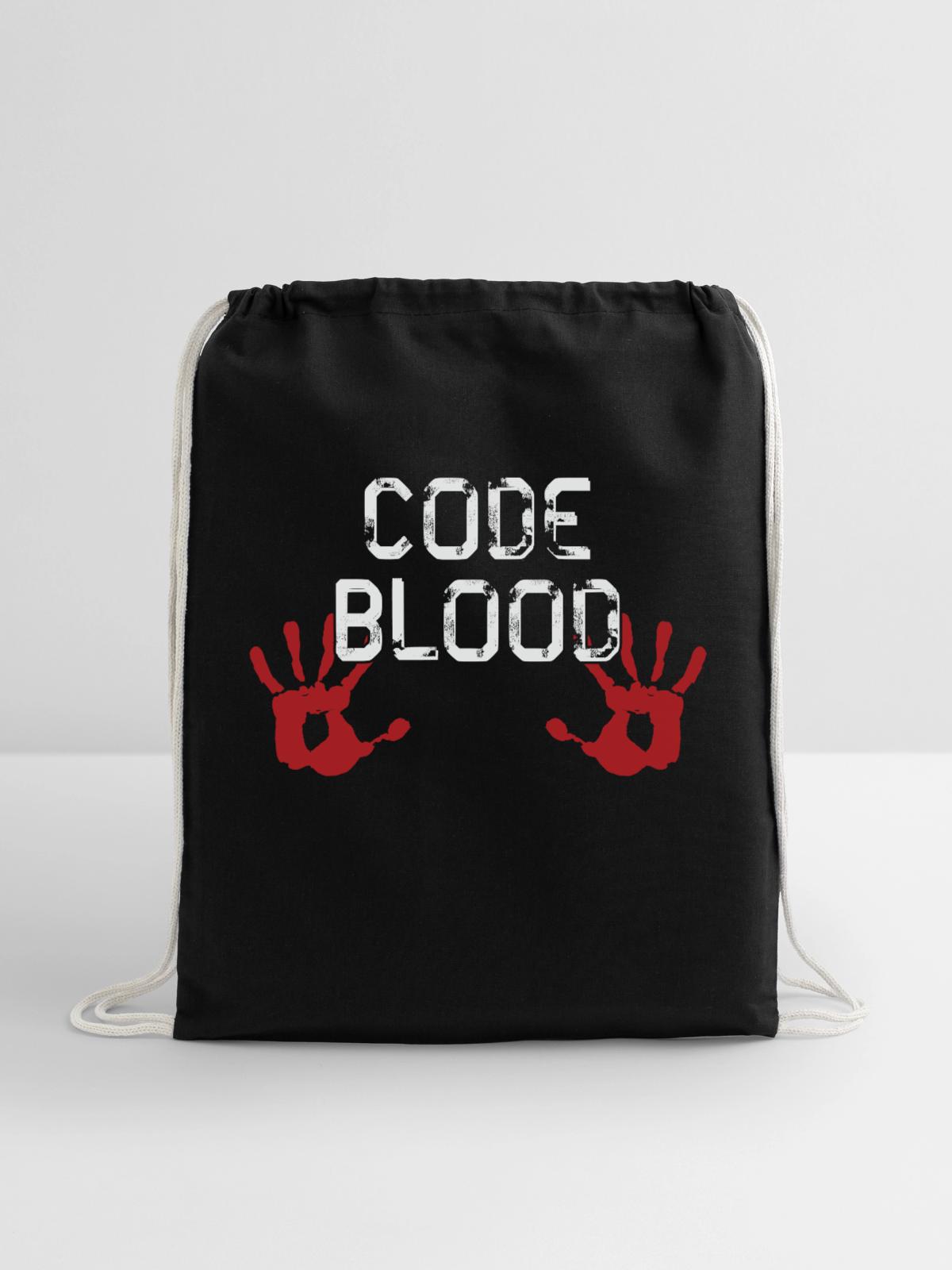 Code Blood ProgrammHands - Cotton Drawstring Bag - black - Front