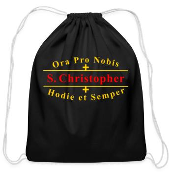 Saint Christopher Catholic Latin Prayer - Cotton Drawstring Bag - black - Front