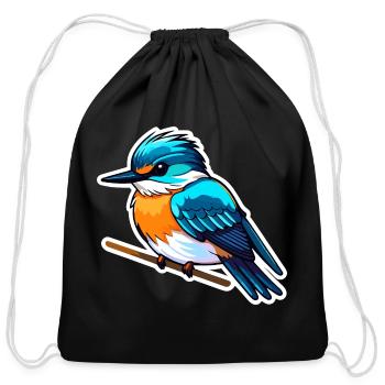 Common Kingfisher Bird Illustration - Cotton Drawstring Bag - black - Front