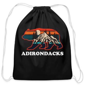Adirondac New York Ny Moains Camg Bear - Cotton Drawstring Bag - black - Front