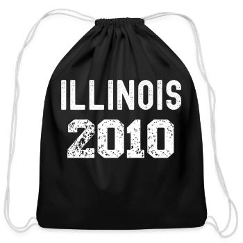 2010 Illinois Year State Tourist Memories - Cotton Drawstring Bag - black - Front