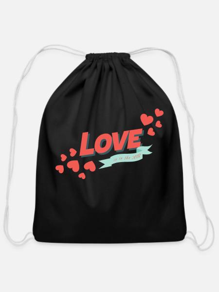 Valentine days - Cotton Drawstring Bag - black