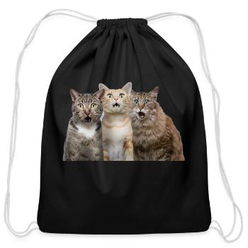 Surprised cats - Cotton Drawstring Bag - black - Front