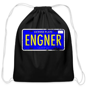 Engineer License Plate - Cotton Drawstring Bag - black - Front