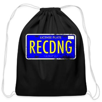 Recording License Plate - Cotton Drawstring Bag - black - Front