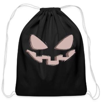 face Cat - Cotton Drawstring Bag - black - Front