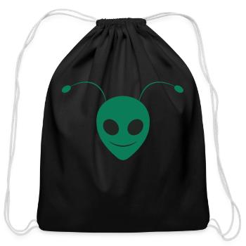 Alien Ant Face Design Green - Cotton Drawstring Bag - black - Front