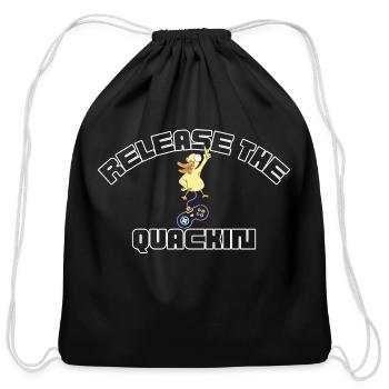 Release The Quackin | Gamer Shirt - Cotton Drawstring Bag - black - Front
