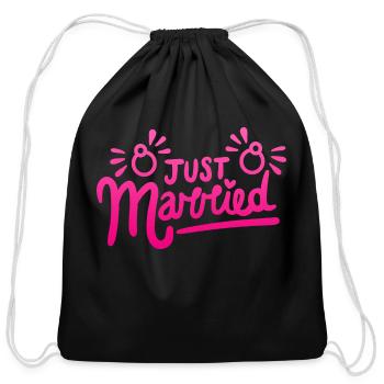 just married - Cotton Drawstring Bag - black - Front