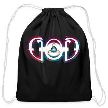 GOD mirror ambigram - Cotton Drawstring Bag - black - Front