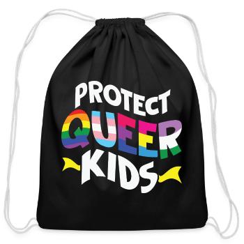 Protect Queer Kids - Cotton Drawstring Bag - black - Front