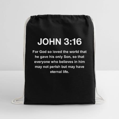 John 3:16 Christian Apparel – White - Cotton Drawstring Bag