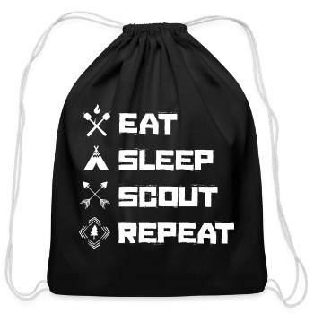 Eat Sleep Scout Repeat Scouting Hobby - Cotton Drawstring Bag - black - Front