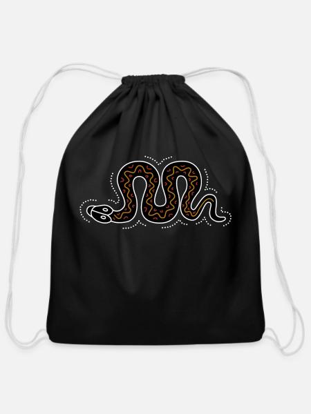 snake - Cotton Drawstring Bag - black