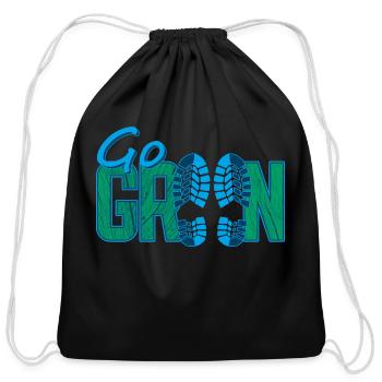 Green Footprint - Cotton Drawstring Bag - black - Front