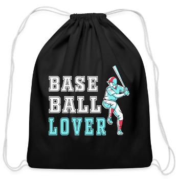 Baseball Lover Retro Batting Graphic - Cotton Drawstring Bag - black - Front