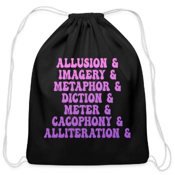 Literary Devices Montage - Cotton Drawstring Bag - black - Front
