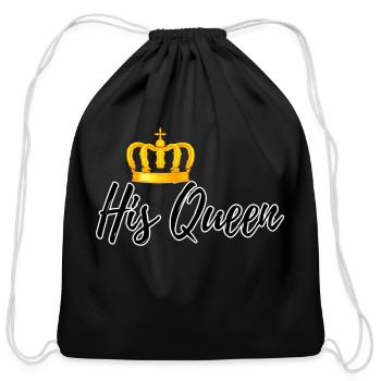 His Queen Her King King Queen - Cotton Drawstring Bag - black - Front