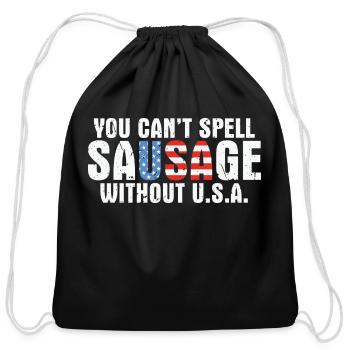 You Can't Spell Sausage Without USA - Cotton Drawstring Bag - black - Front