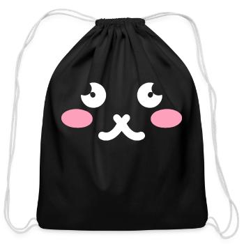 Cute cat face - Cotton Drawstring Bag - black - Front