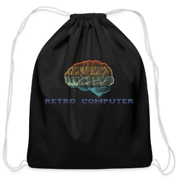 Retro Computer Vintage Colored Brain - Cotton Drawstring Bag - black - Front
