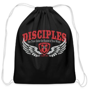 Disciples Shield And Wings Christian Bible - Cotton Drawstring Bag - black - Front