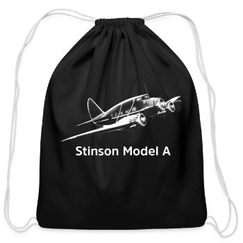 Stinson Model Aircraft - Cotton Drawstring Bag - black - Front