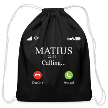 Minimalist Call Screen Illustration - Cotton Drawstring Bag - black - Front